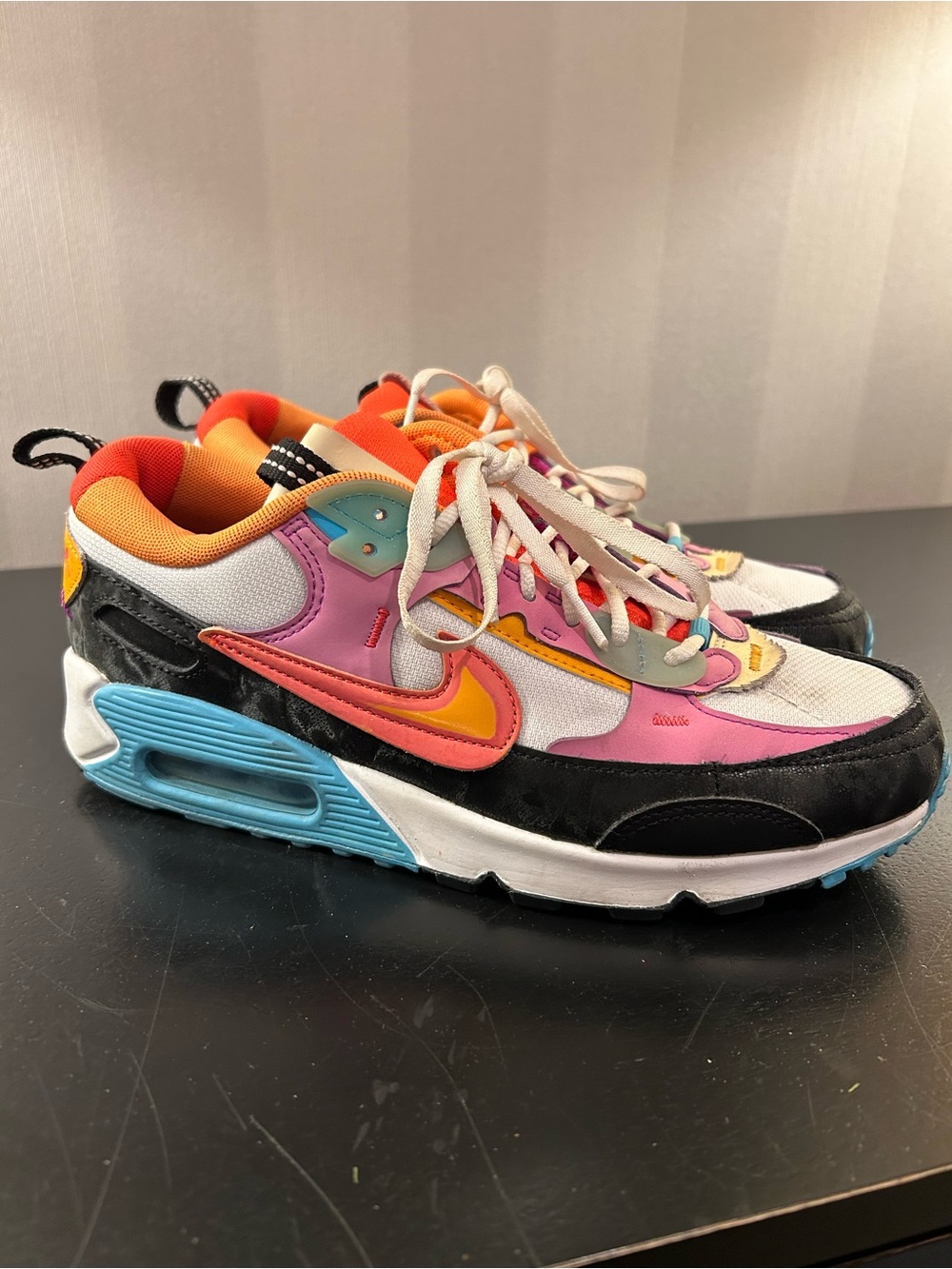 Nike Womens Multicolor Air Max 90 Futuro Sneakers - Pink/Orange/Blue